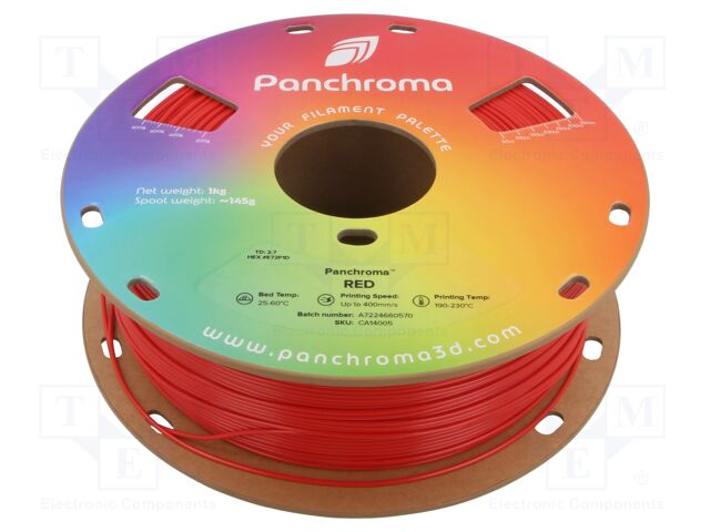 Filament: CoPE; 1.75mm; red; 190÷230°C; 1kg; Table temp: 25÷60°C