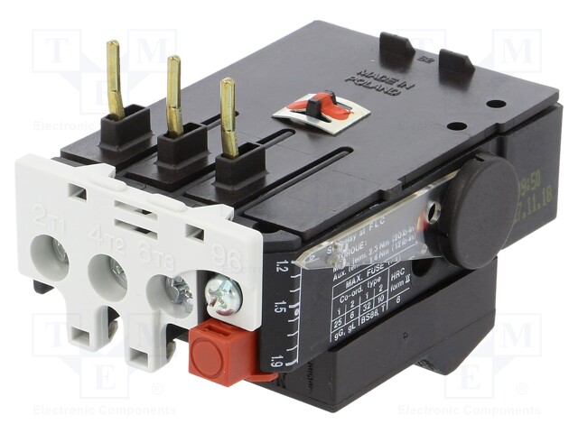 Thermal relay; Leads: screw terminals; 1.2÷1.9A; -5÷40°C