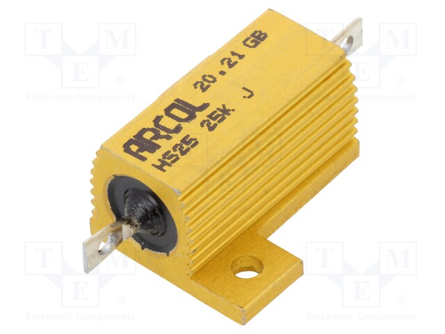 Resistor: wire-wound; with heatsink; screw; 25kΩ; 25W; ±5%