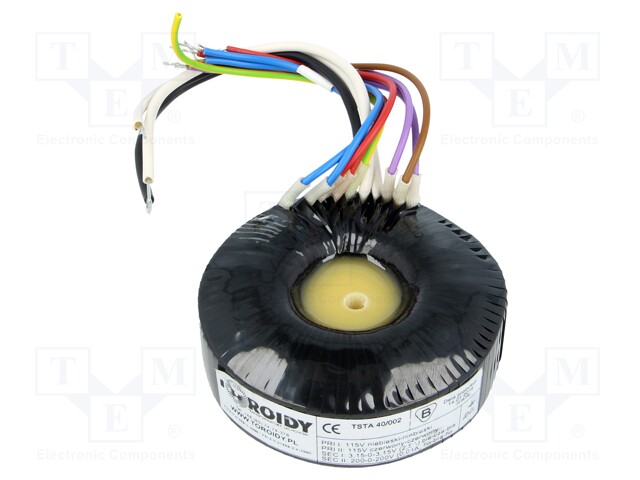 Transformer: toroidal audio; 40VA; 115/115VAC; 200÷200V; 40mA