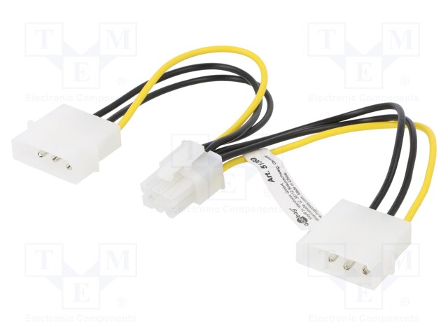 Cable: mains; PCI-E 6pin male,PC socket Molex x2; 0.15m