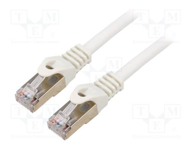 Patch cord; S/FTP; 6a; solid; Cu; LSZH; white; 10m; 27AWG; Cablexpert