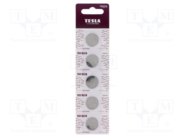 Battery: lithium; 3V; CR2016,coin; non-rechargeable; Ø20x1.6mm