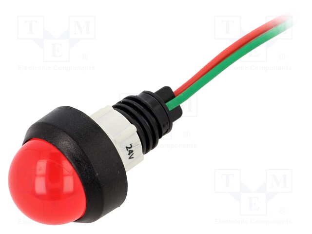 Indicator: LED; prominent; 24VDC; 24VAC; Cutout: Ø13mm; IP40