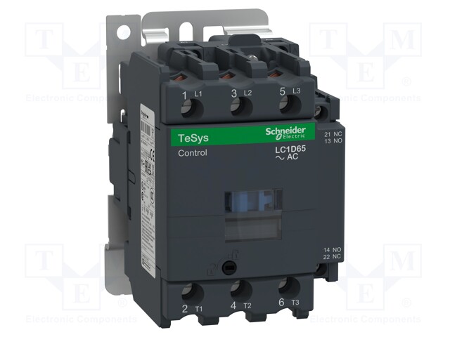 Contactor: 3-pole; NO x3; Auxiliary contacts: NO + NC; 110VAC; 65A