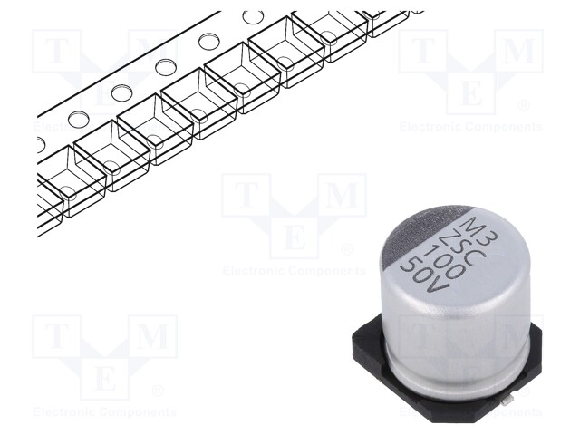 Capacitor: electrolytic; SMD; 100uF; 50VDC; Ø10x10mm; ±20%