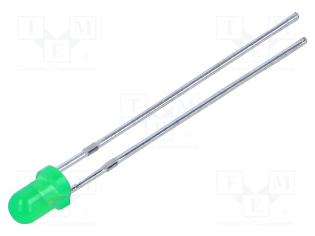 LED; 3mm; green; 70÷200mcd; 50°; 1.8÷2.6V; -40÷85°C; 60mW