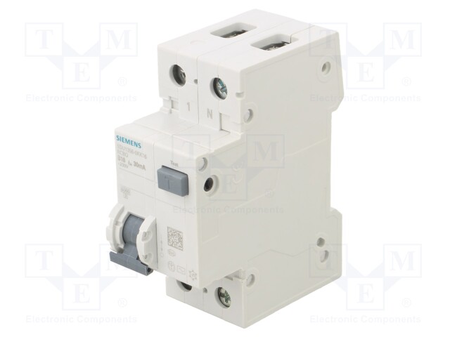 RCBO breaker; Inom: 16A; Ires: 30mA; Poles: 1+N; 230/400VAC; DIN