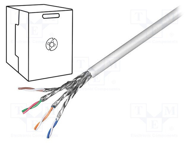 Wire; S/FTP; 6; stranded; CCA; 4x2x27AWG; PVC; grey; 305m