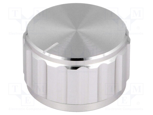 Knob; with pointer; aluminium; Shaft d: 6.35mm; Ø25x15mm; silver