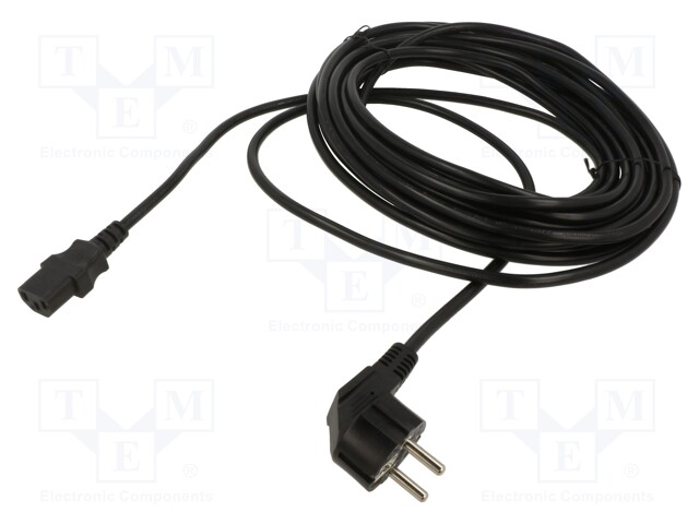 Cable; CEE 7/7 (E/F) plug angled,IEC C13 female; PVC; 3m; Schuko