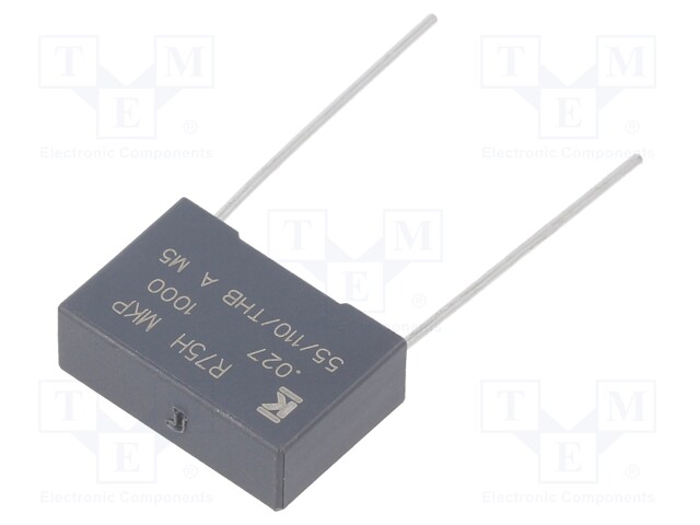 Capacitor: polypropylene; 27uF; 15mm; ±5%; 18x6x12mm; -55÷105°C