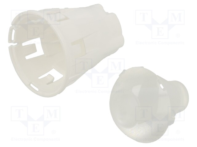 LED lens; round; Mat: PMMA plexiglass; transparent; 2÷50°; H: 53mm