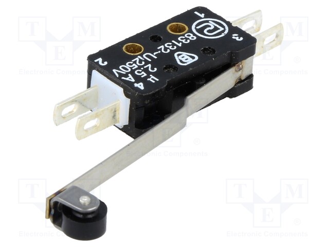 Microswitch SNAP ACTION; with lever (with roller); 2.5A/250VAC