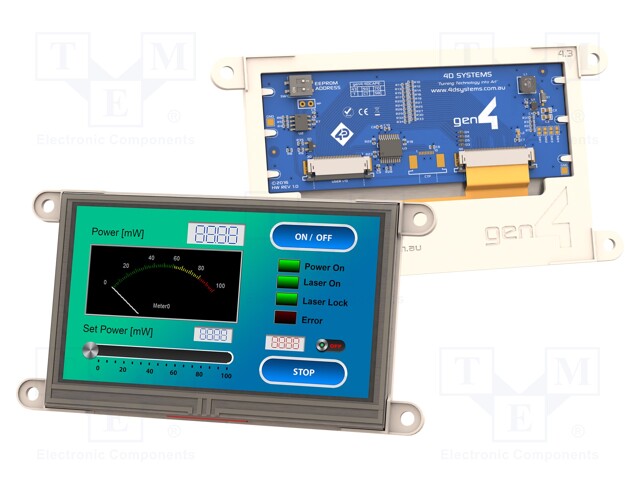 Display: TFT; 4.3"; 480x272; Illumin: LED; Dim: 127.6x69.3x7.9mm