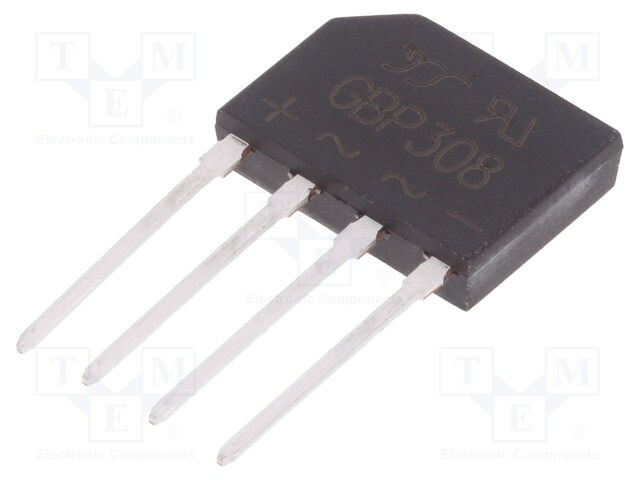 Single-phase bridge rectifier; Urmax: 800V; If: 3A; Ifsm: 90A; GBP