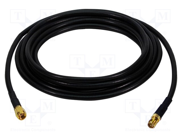 Cable; 50Ω; 3m; SMA socket,SMA plug,reverse; shielded; black