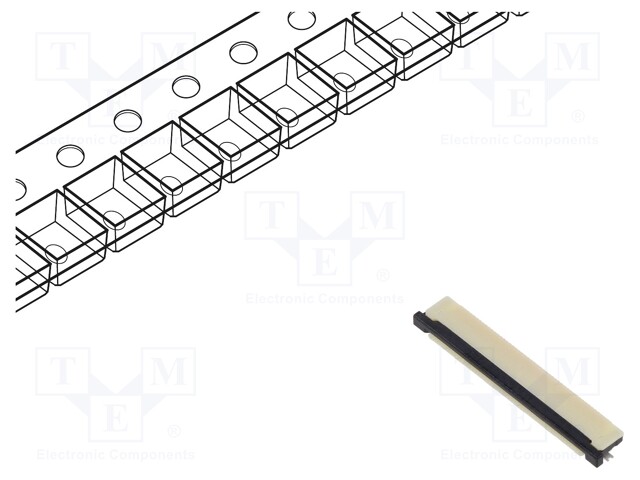 FFC / FPC Board Connector, 0.5 mm, 50 Contacts, Receptacle, FCI OPU Series, Surface Mount, Bottom
