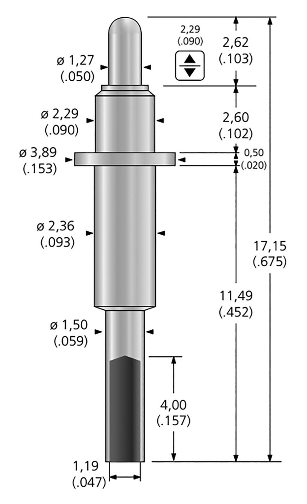 Test needle; Operational spring compression: 1.52mm; 5A; 2N