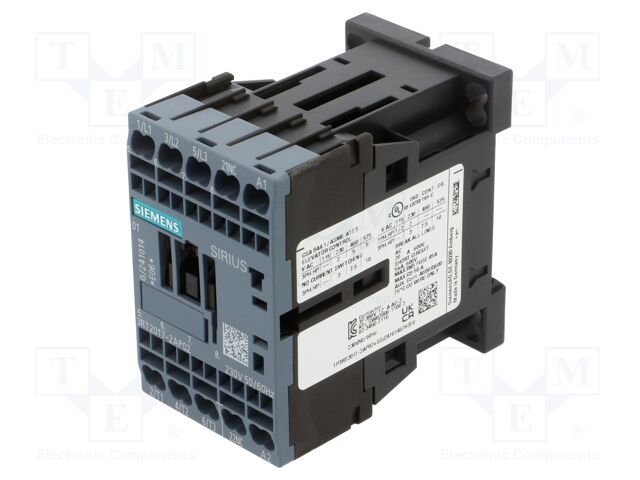 Contactor: 3-pole; NO x3; Auxiliary contacts: NC; 230VAC; 12A; 690V