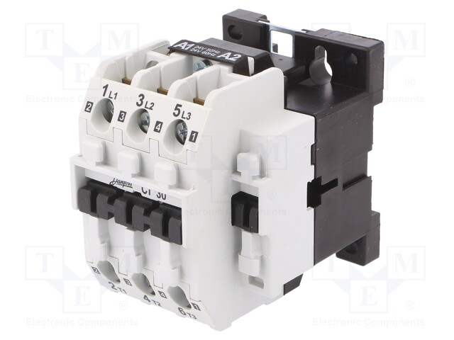 Contactor: 3-pole; NO x3; 24VAC; 30A; DIN,panel; CI 30; -30÷70°C