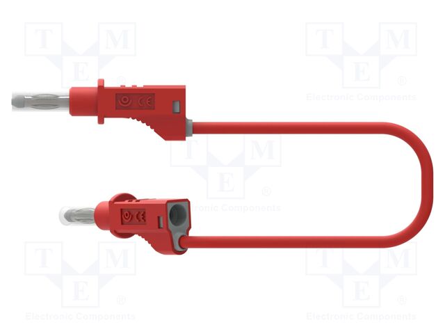 Test lead; banana plug 4mm,both sides; with sliding cover; red