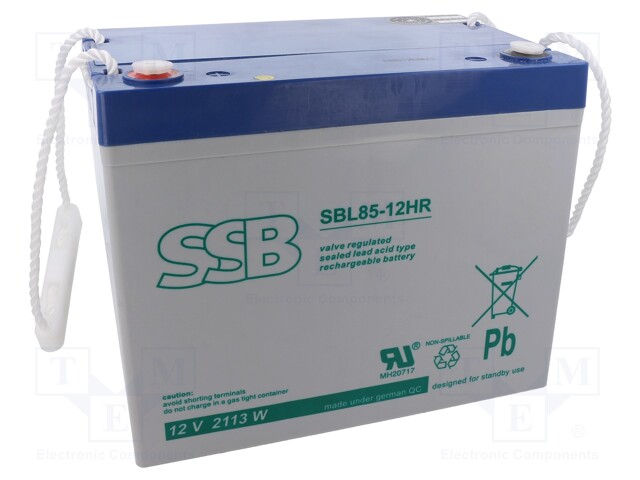 Re-battery: acid-lead; 12V; 75Ah; AGM; maintenance-free