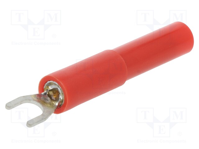 Plug; fork terminals; 60VDC; 36A; red; 4.5mm; Contacts: brass; 30VAC