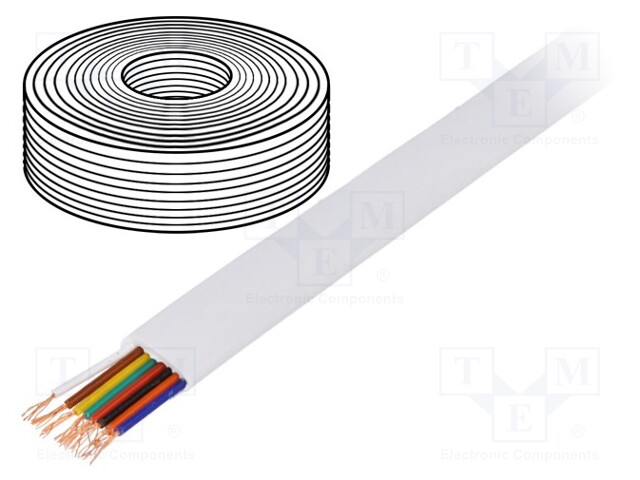 Wire: telecommunication cable; stranded; 8x28AWG; white; 100m