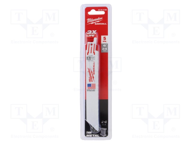 Hacksaw blade; metal; 150mm; 24teeth/inch; 5pcs.