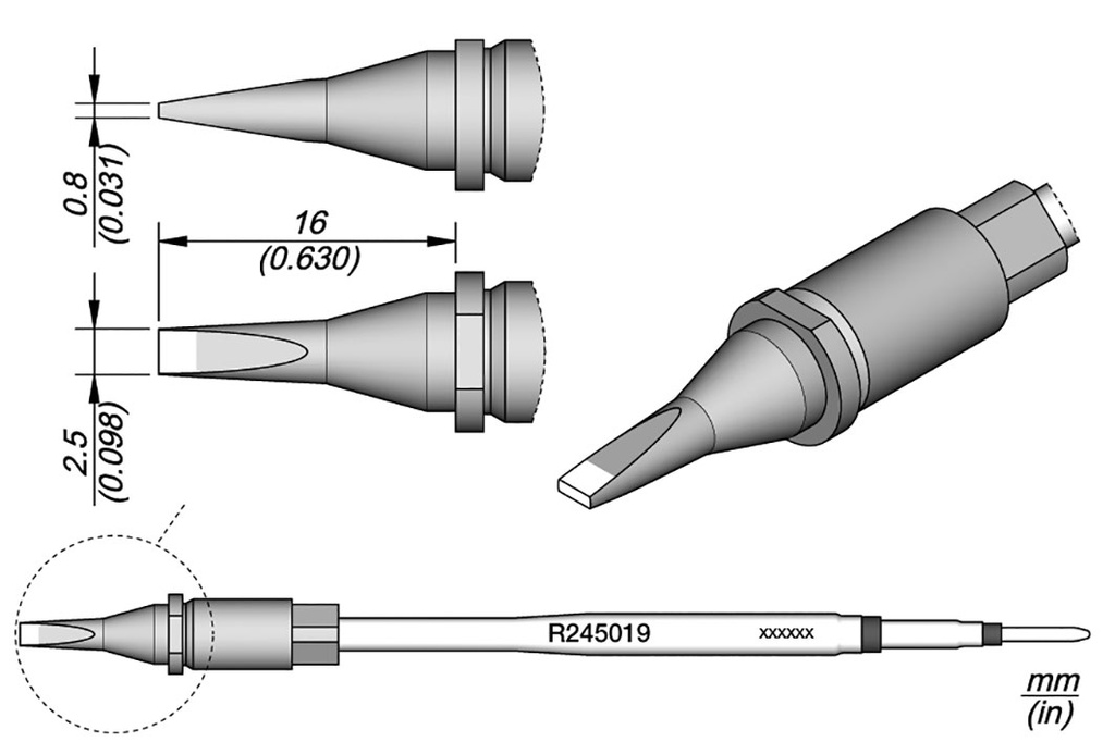 Tip; chisel; 2.5x0.8mm