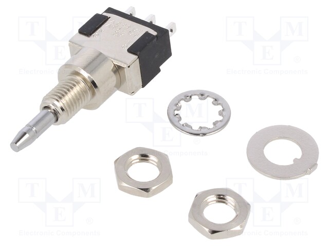 Switch: push-button; Pos: 2; SPDT; 6A/125VAC; 6A/6VDC; ON-ON; round