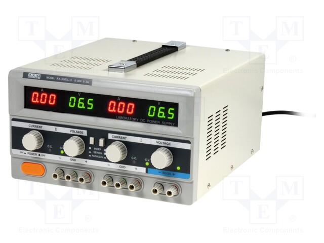 Power supply: laboratory; Channels: 3; 0÷30VDC; 0÷3A; 0÷30VDC; 0÷3A