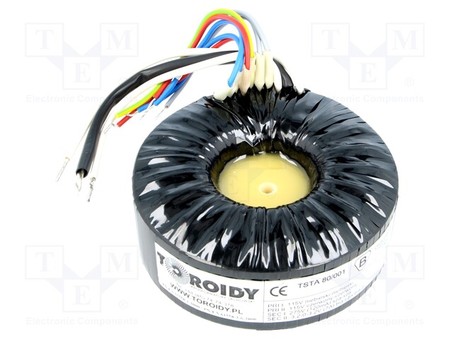 Transformer: toroidal audio; 80VA; 115/115VAC; 275V; 3.2÷3.2V