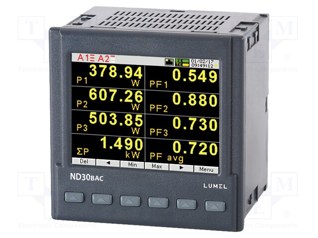 Meter; on panel; digital; LCD 3,5" (320x240),TFT; 45÷65Hz; 1/5A