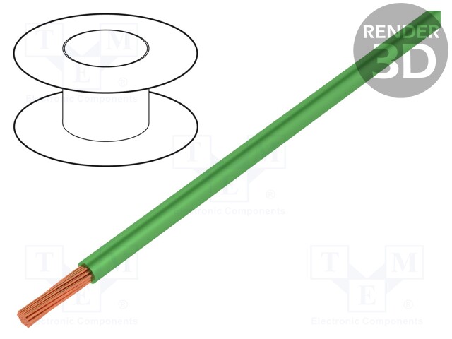 Wire; Silivolt®-E; stranded; 1x2,5mm2; silicone; green; 600V; 100m