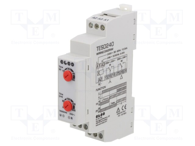 Timer; 1s÷60s; relay; 24VAC,230VAC; 24VDC; for DIN rail mounting