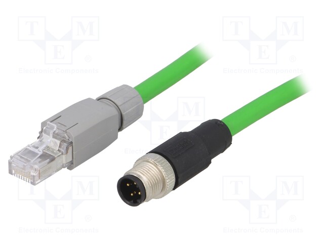 Adapter; M12 male,RJ45 plug; D code-Ethernet; PIN: 4; straight; 2m