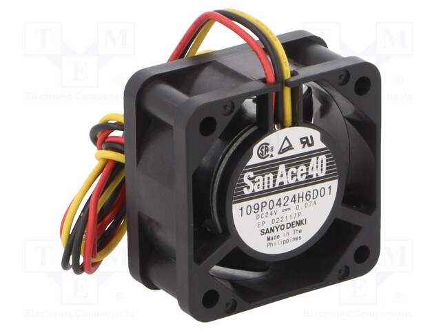 Axial Fan, 24 V, DC, 40 mm, 20 mm, 8.2 cu.ft/min, 0.233 m³/min