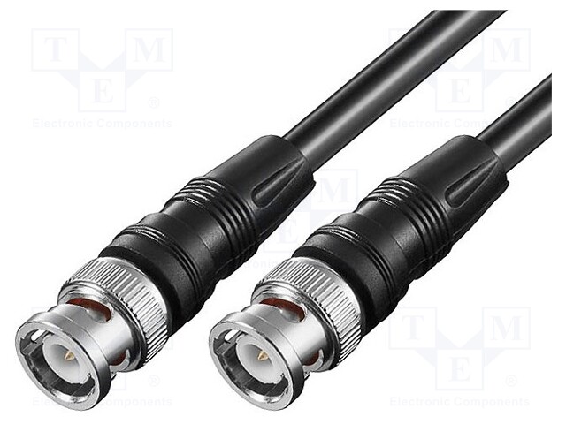 Cable; 50Ω; 5m; BNC plug,both sides; PVC; shielded, twofold; black
