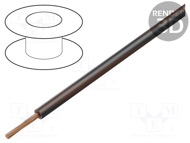 Wire; LgY; stranded; Cu; 1mm2; brown-black; PVC; 300/500V; 100m