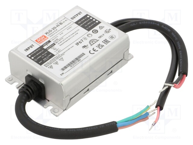 Power supply: switched-mode; LED; 20W; 18÷30VDC; 700mA; 90÷305VAC