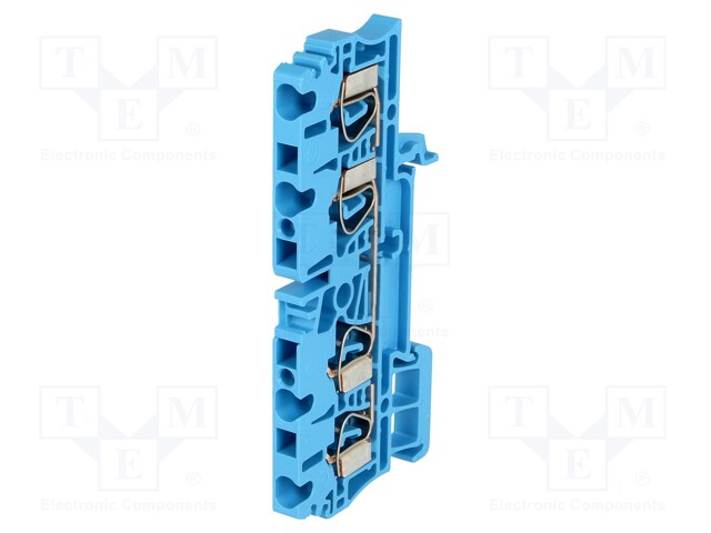 Splice terminal: rail; 2.5mm2; ways: 1; terminals: 4; blue; wemid