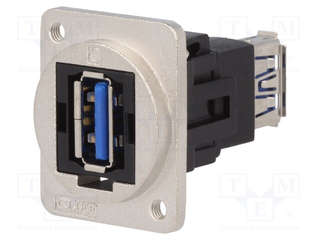 Coupler; USB A socket,both sides; FT; USB 3.0; metal; 19x24mm