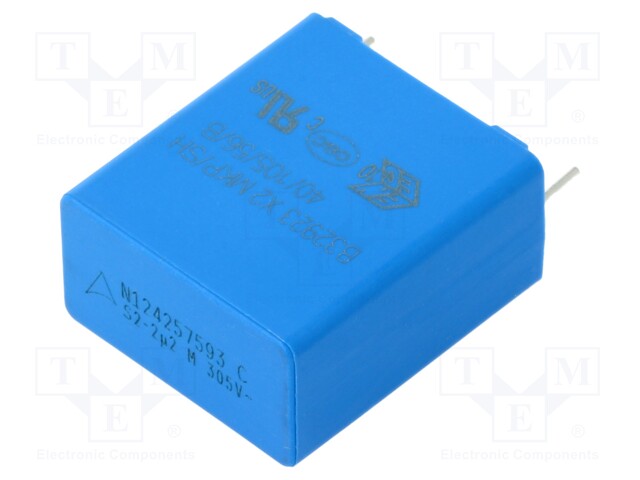 Capacitor: polypropylene; X2; 2.2uF; 22.5mm; ±20%; Mounting: THT