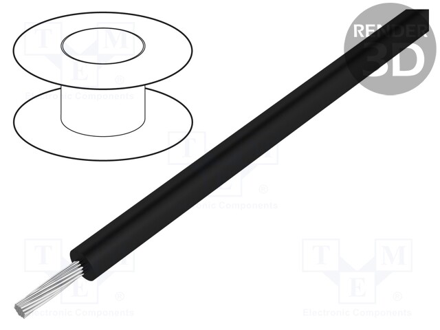 Wire; stranded; Cu; EPDM; black; 5kV; -30÷90°C; 305m; 18AWG