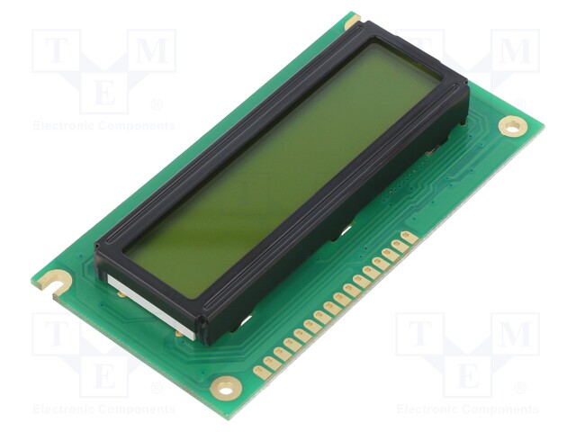 Display: LCD; alphanumeric; STN Positive; 16x2/2x16; yellow-green