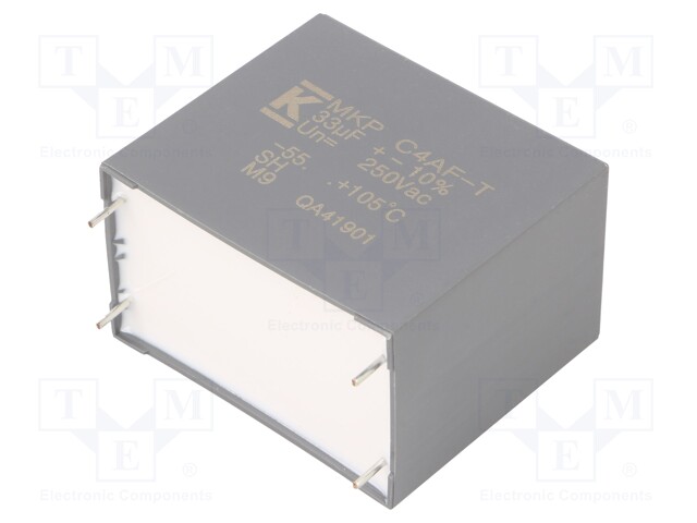 AC Film Capacitor, 33 µF, 250 VAC, Metallized PP, ± 10%, C4AF Series, Radial Box