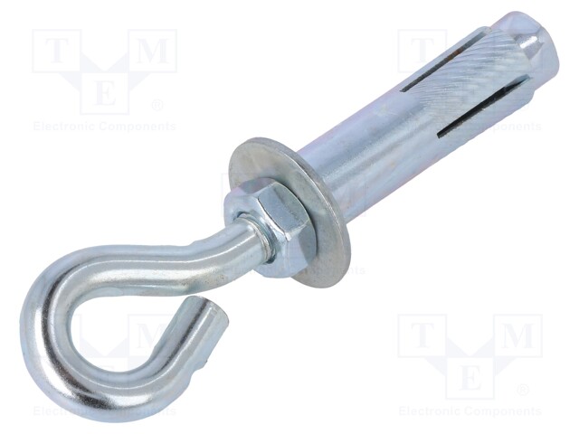 Hook; ring,with a anchor; steel; zinc; Thread len: 72mm