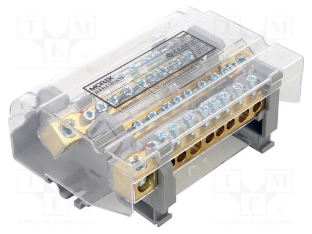 Splice terminal: distribution block; ways: 4; terminals: 36; grey